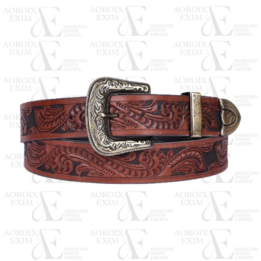 Artisanal Mastery Hand-Carved Leather Belts for Timeless Style (AE07)