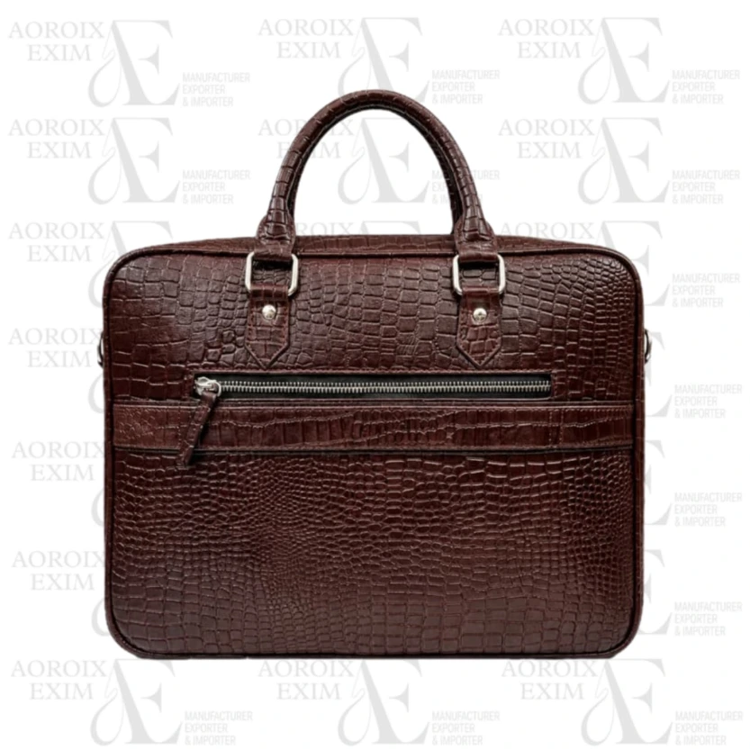 Croco Brown Leather Laptop Bag (AE12)