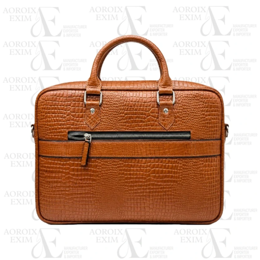 Croco Tan Leather Laptop Bag (AE13)