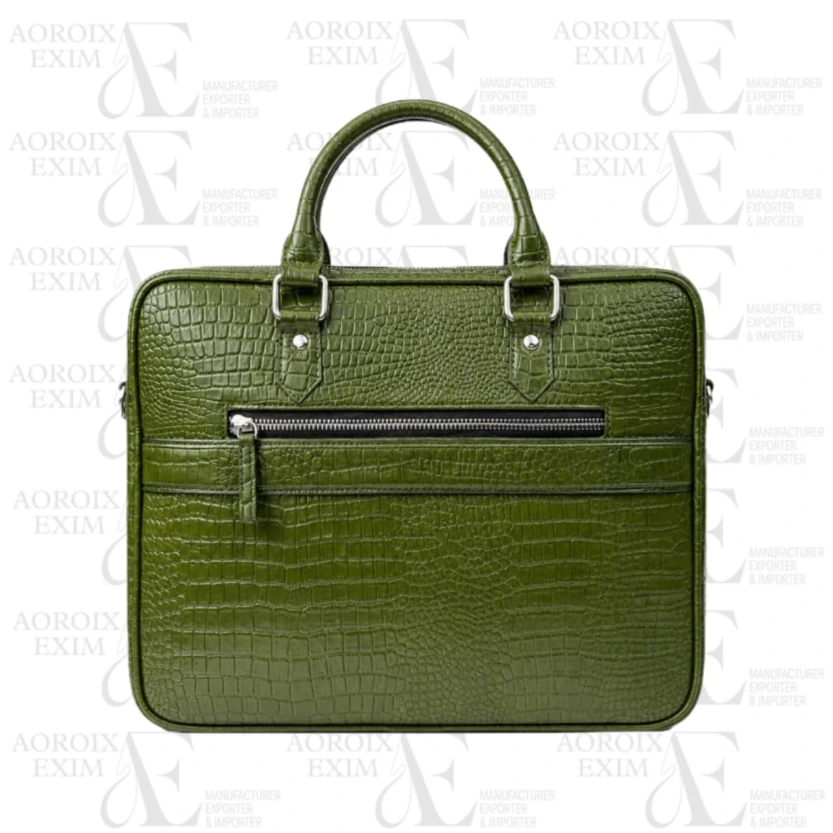 Croco Green Leather Laptop Bag (AE14)