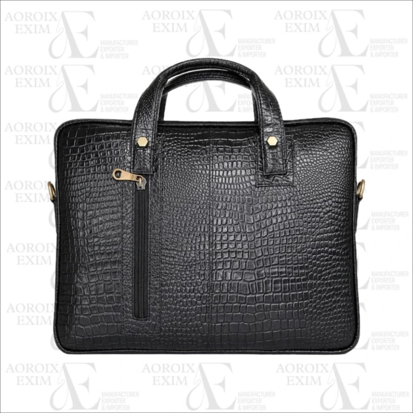 Sleek Black Leather Laptop Bag (AE26)