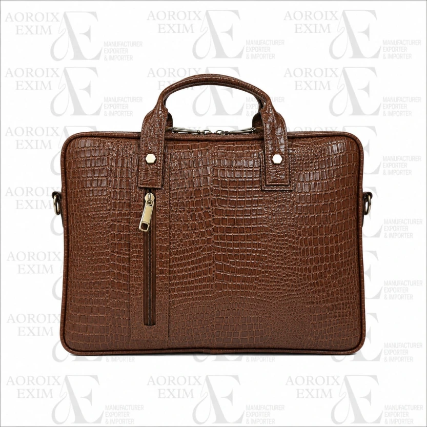 Sleek Brown Leather Laptop Bag (AE27)