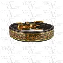 Dog Collar Tooling Design Leather Material Yellow Color Durable Handcrafted Metal Buckle Comfortable Fit (AE41)
