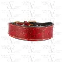 Maroon Leather Tooled Dog Collar 200 Gm Antique Brass Buckle (AE42)